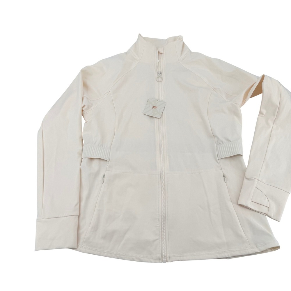 NWT Fabletics Trinity Performance Jacket Cream Full Zip Athleisure Size XL - Picture 3 of 9